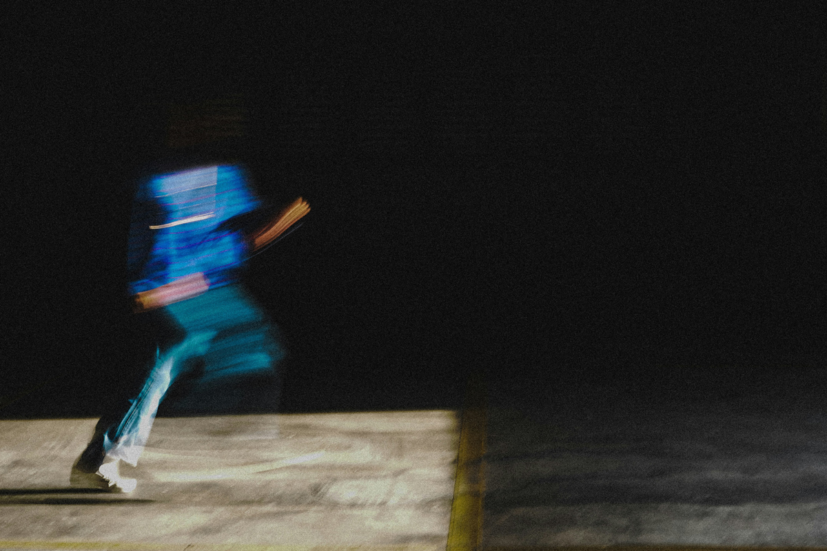 Blurry person running