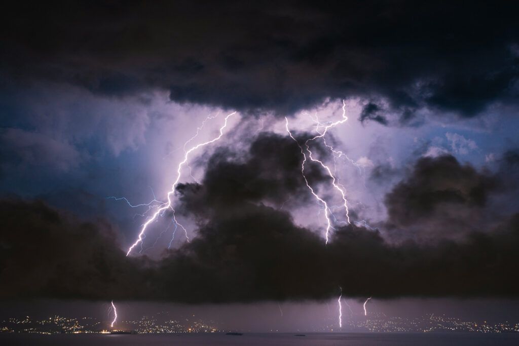 Lightning striking the ground
