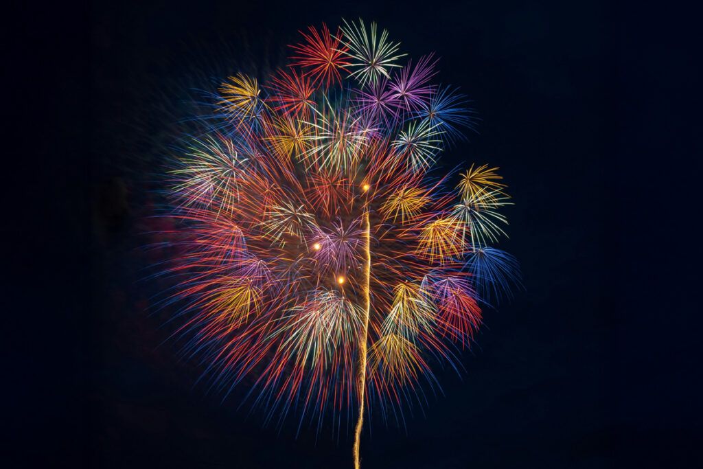 Colorful firework display