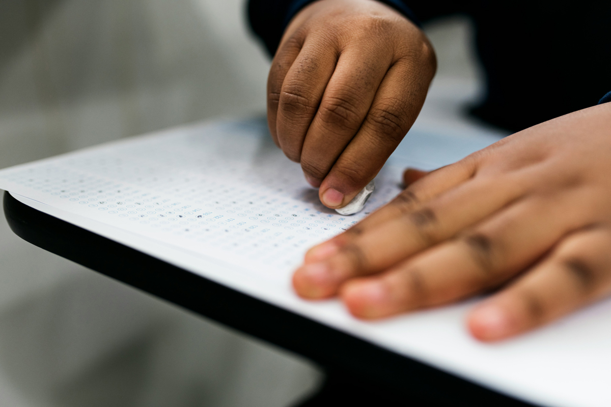 Person erasing marks
