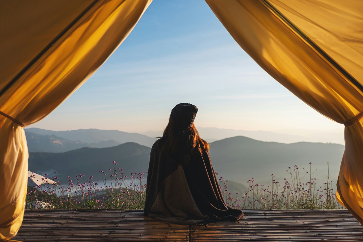 Person taking in the view in the early morning