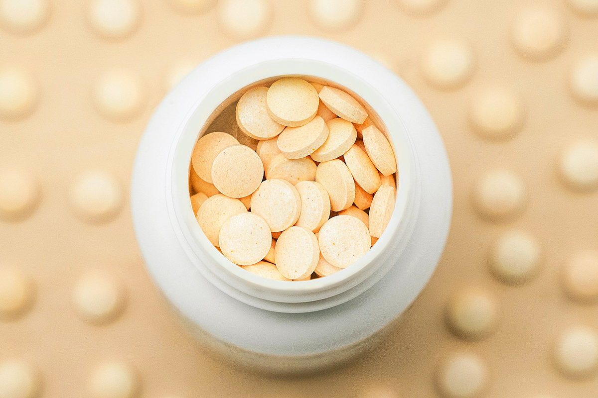 Orange vitamin C supplements