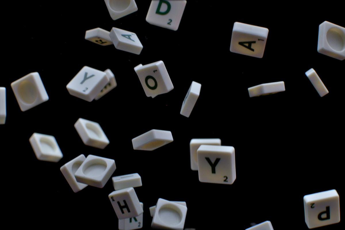 Falling Scrabble tiles