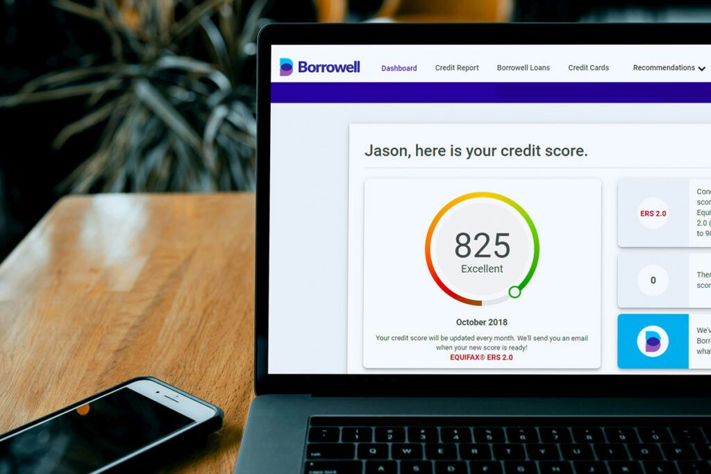 Credit score seen on computer screen