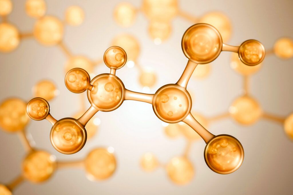 Illustration of orange chemical structures