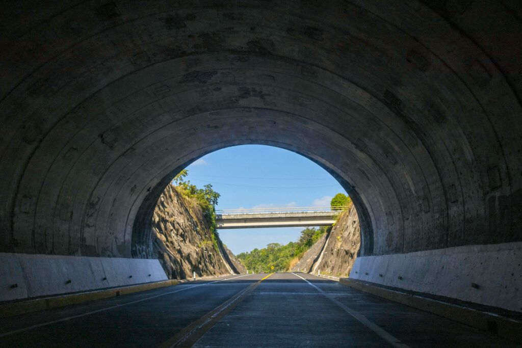 Road tunnel seen from inside