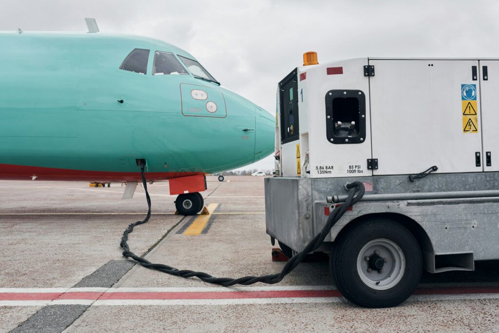 Plane being fueled