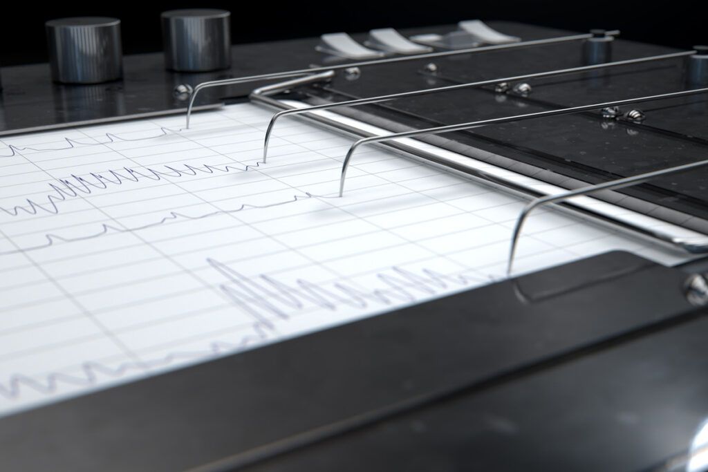 Close up of lie detector graph