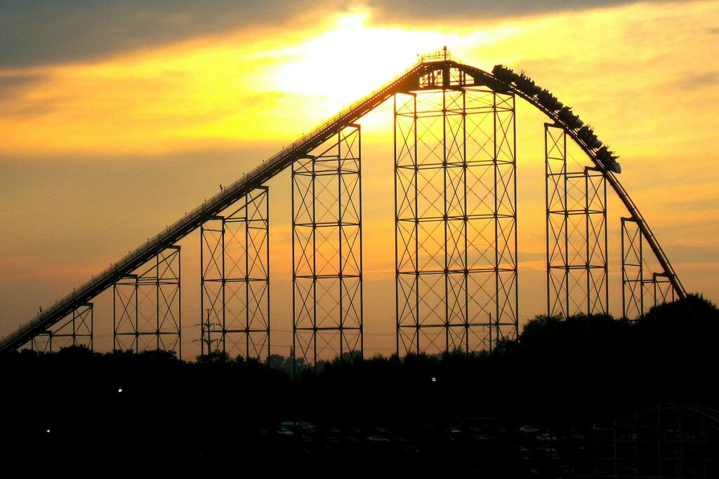 Silhouette of a roller coaster