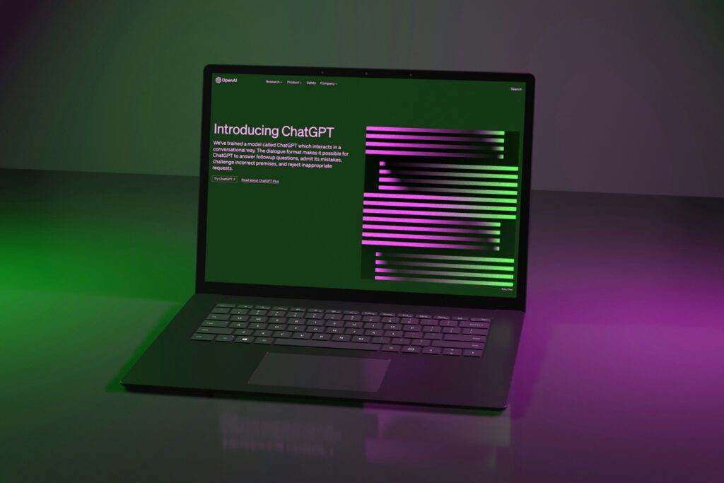 Laptop screen with AI chat