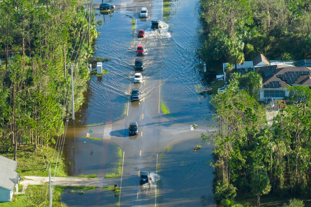 A flooded road