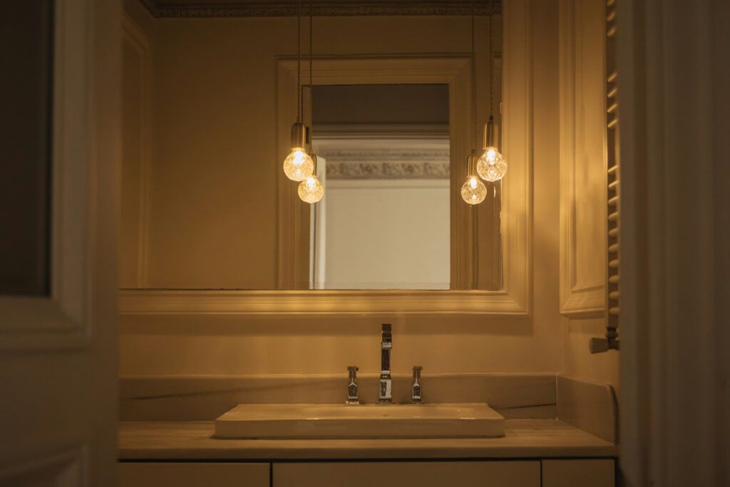 Dimly lit bathroom